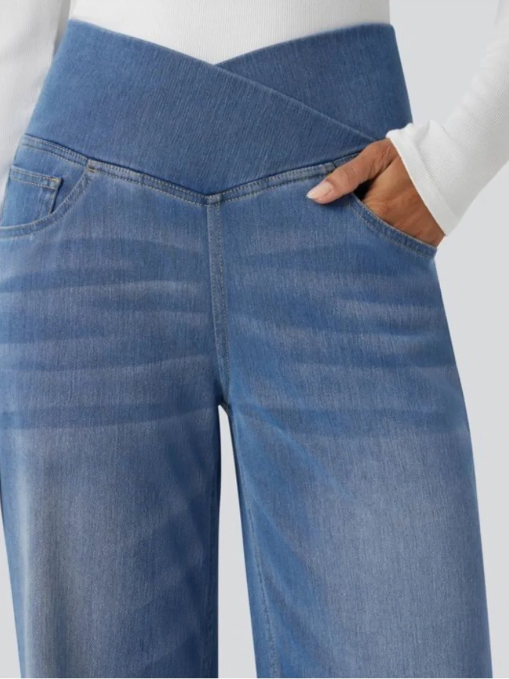Halara Flex Denim High-Waist Straight Leg Jeans - medium Blue H3
